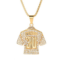 Messi 30 en acier inoxydable, best-seller européen et américain pour le n° Collier avec pendentif en diamant plaqué or 30 carats et chaîne en perles