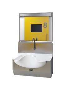 FY-SS02 Double places en forme de coquille <span class=keywords><strong>brosse</strong></span> main <span class=keywords><strong>piscine</strong></span> Corian 304 acier inoxydable Induction eau électronique meubles d'hôpital - Product Image 3