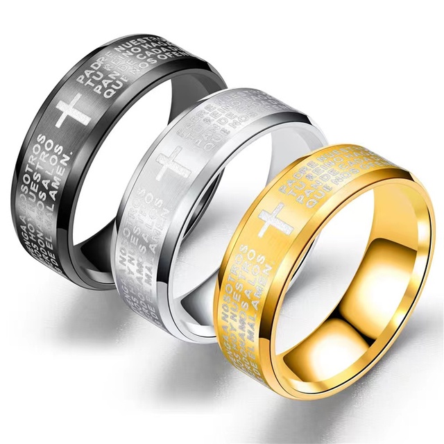Religious Custom Stainless Steel Jesus Ring Catholic Rosary Ring