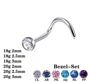 Piercing per Naso in Titanio ASTM F136 con Zircone Trasparente, Gioiello per il Corpo - Product Image 2