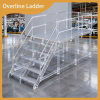 Plataforma de Trabajo de Aluminio Ligera con Barandillas, Aprobada para Cuartos Limpios en Plantas de Bebidas, Tipo Escalera Overline