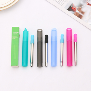 Gran oferta, juego de pajitas telescópicas de Metal, pajitas plegables portátiles de acero inoxidable para beber, para viajar con cepillo - Product Image 2