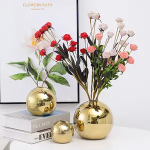 Özel Modern ev dekorasyonu seramik altın İskandinav vazo dekor seramik çiçek vazolar