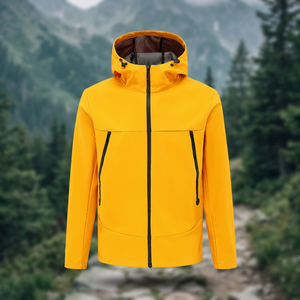 Chaqueta Deportiva con Capucha para Hombre, Amarilla, Cortavientos, Ecológica, con Cierre Frontal, Bolsillos Laterales, Corte Regular, Exterior de Poliéster - Product Image 3