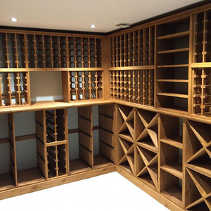 Bodega de vino de madera maciza de lujo grande personalizada, estante de vino hecho a mano de estilo clásico moderno para muebles del hogar, Panel de estilo de madera - Product Image 1