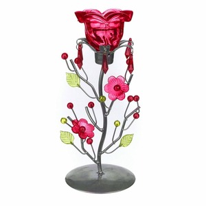 Bougeoir avec support pour thé rose rouge - Product Image 1