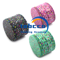 4 pièces Logo personnalisé Smoke Shop Fournisseur de la Chine Accessoire pour fumer 63mm Stripe Rubber Paint Full UV Coating Grinder Tobacco Herb