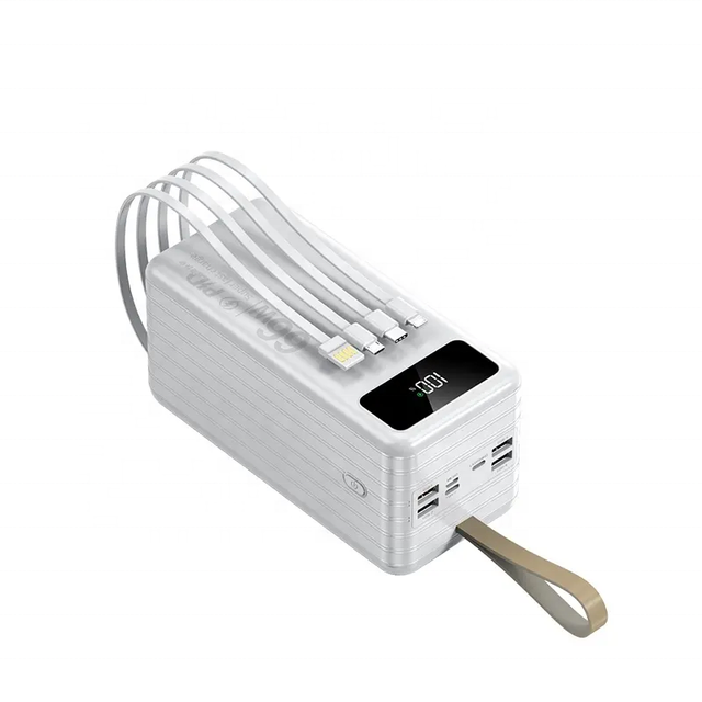Wholesale Large Capacity Power Bank Built-in Cable Flashlight 4 USB Type-C Output Fast Charging 80000mAh Portable Power Station