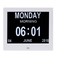 Horloge numérique à moule privé de 8 pouces pour la maladie d'Alzheimer, la démence, la perte de mémoire, lecture MP3 AVI, résolution 1024x768, CE ROHS FCC