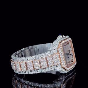 Montre de luxe haut de gamme en acier inoxydable avec cadran de designer, quartz de précision et pierres étincelantes en moissanite - Product Image 2