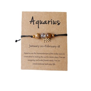 Nuevo estilo de moda pulsera tejida a mano de <span class=keywords><strong>piedra</strong></span> natural con tarjeta de papel de signo del zodiaco para mujeres al por mayor. - Product Image 3