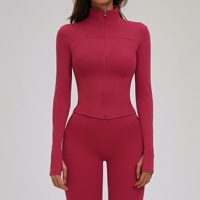 Vêtements de sport de fitness, vêtements serrés hautement élastiques, jogging, veste zippée slim, essentiels confortables, hauts à manches longues pour le yoga