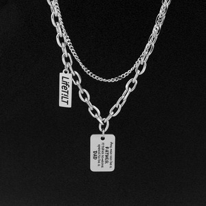 New Retro Simple <b>Titanium</b> Steel Square Shaped Pendant Necklace Niche Design Silver Plated Women's Necklaces Fashionable Jewelry - Product Image 4