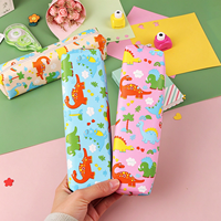 Kotak Pensil Silinder Motif Kartun Lucu dengan Ritsleting, Tempat Pensil Anak Pelajar, Tas Alat Tulis Sekolah Multi Pola, Cetak Kustom
