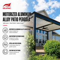 Pergola de jardin robuste en aluminium résistant au sel, avec toit à lames orientables en PVC et volets d'intimité verticaux