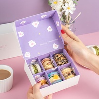 Design personnel rose bleu Rectangle 4*6 pouces Cookies Biscuit Bonbons Muffin Cupcake Livraison de cadeaux Boîte en papier ondulé avec couvercle