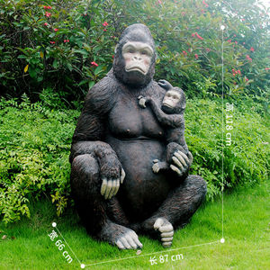 Nouvelle arrivée Design réaliste Sculpture Animal <span class=keywords><strong>Gorrila</strong></span> Statue matériau en fibre de verre artificiel extérieur grande Statue de gorille - Product Image 4