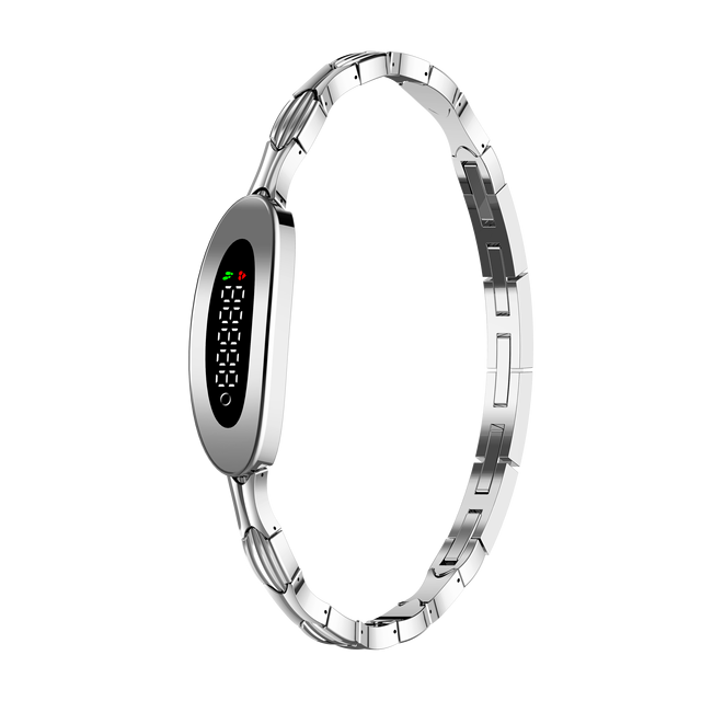 Smart Fashion Jewelry Android Heart Rate Pedometer Sleep Monitor Remote Control Alarm Clock Stainless Steel IP68 Waterproof TFT