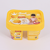 106G Mango-Ijs Yoghurtpuddingbeker Met Deksel Wegwerp Pp Plastic Afgeronde Rechthoek Gevormde Etiketbakbeker Met Deksel Met Deksel