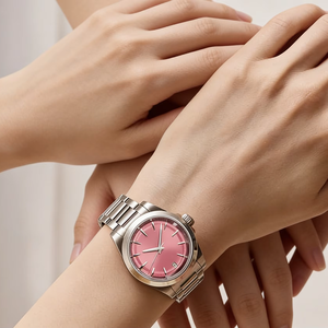 Reloj Longinesing de alta gama, exquisito y elegante, con caja de acero inoxidable, esfera de nácar rosa, movimiento mecánico de cuarzo. - Product Image 2