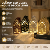 Lampe en verre personnalisée Casetta Di Vetro, ornement LED en borosilicate, décoration de table de Noël, fournisseur de marque privée, ODM, vente en gros