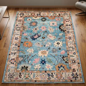 Tapis Oushak Bleu 10 x 14 pieds en Coton Tissé Afghane, Personnalisable, Résistant aux Taches, Rembourré pour Salon - Nouvelle Arrivée (Vente en Gros) - Product Image 1