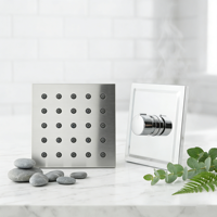 Pommeau de douche carré écologique de 4 pouces en nickel brossé, acier inoxydable 304, réglable à 360°, haute pression, jet supérieur moderne