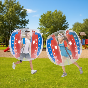 Lot de 2 ballons gonflables PVC 4 pieds, rouge et bleu rayés, en forme de pentagramme, pour enfants et adolescents, jeux en plein air - Product Image 2