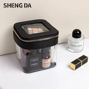 Sac cosmétique en PVC transparent, boîte <span class=keywords><strong>de</strong></span> rangement pour maquillage en cuir PU imperméable, logo personnalisé, organiseur <span class=keywords><strong>de</strong></span> toilette <span class=keywords><strong>de</strong></span> voyage - Product Image 2