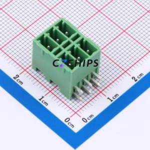 DB2ERHB-3.5-2*3P-GN Plug-in Terminal Block Bent Lead Through Hole,P=3.5mm Board-to-Board / Socket - Closed 2x3P 3.5mm Green - Product Image 1
