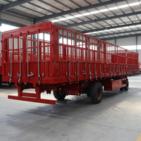 Nouvelle semi-remorque JINFENG 2/3/4 essieux 30-80 tonnes en acier pour le transport de bétail, de canne à sucre, avec barrière rabattable et suspension pneumatique, robuste