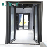 Portes d'entrée de bureau modernes SUNGYE, cadre en aluminium, porte à battants en verre, double porte, porte d'entrée commerciale, portes battantes extérieures, portes françaises