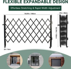 Portes de sécurité pliantes simples 72 "W X 50" H Porte en accordéon, Porte d'expansion de porte pliante, Clôture extensible en métal - Product Image 4