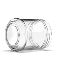 Vente en gros personnalisé Bocaux alimentaires en pot de miel avec couvercles et cylindre court transparent de 280ml 350ml 450ml