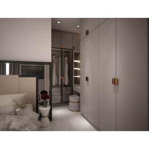 Armoire en bois de luxe sur mesure, vente chaude, meubles de haute qualité, placards de rangement, armoire de chambre à coucher moderne de style shaker avec porte en verre - Product Image 3