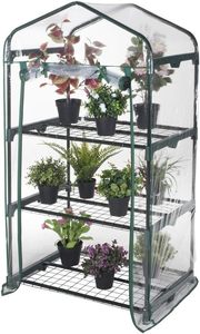 Rectangular <strong>Greenhouse</strong> with 3 Shelves with Hinged Opening with Transparent PVC Cover - Product Image 3