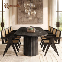 Ensemble de table à manger en chêne de style rétro moderne avec 4 chaises - Meubles de salle à manger durables et écologiques pour hôtel et villa