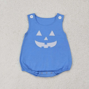 Wholesale Girls Sleeveless Cotton Pumpkin Applique Dress and <b>Bubble</b> Romper Autumn Outfit for Children - Product Image 4