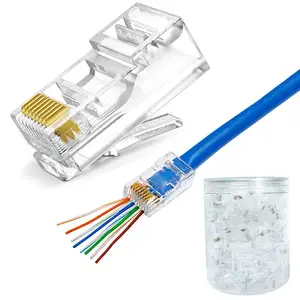 Fast CABL cat 6 WIRE rg45 conector Ethernet cable pasa a través de 8p8c UTP EZ RJ45 Cat6 enchufe CONECTOR