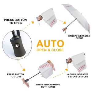 Baseball Pattern Custom Personalized Branded Small Compact Straight Windproof Fully-Automatic 3 Fold <b>Umbrella</b> with Logo - Product Image 4