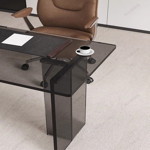 Bureau de direction rectangulaire moderne de luxe personnalisable en acrylique, table d'étude suspendue pour <span class=keywords><strong>ordinateur</strong></span> portable, table de négociation, table de réunion longue, simple - Product Image 4
