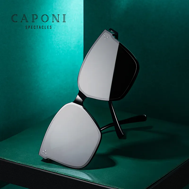 CAPONI أزياء النساء والرجال النظارات الشمسية TR إطار نظارات شمسية TAC عدسة الاستقطاب UV400 أحدث تصميم النظارات الشمسية النساء CP7432
