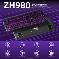 Zornher ZH980 Black Topographic Mechanical Keyboard PBT Keycaps RGB Backlit Silent Operation Ergonomic Design