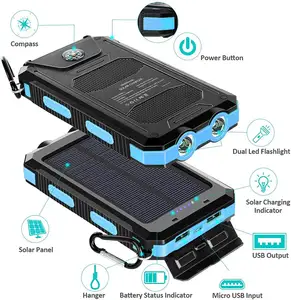 Portable Solar Charger Solar Power Bank Charger 20000mah Powerbank With Solar Panel