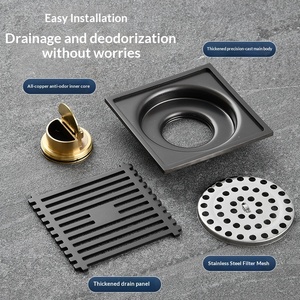 Siphon de sol anti-odeur en acier inoxydable 304 sur mesure, gris anthracite, avec noyau tout cuivre, double usage pour salle de bain et douche - Product Image 2