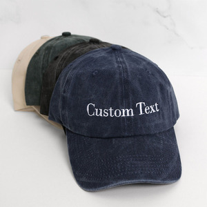 Gorras <span class=keywords><strong>de</strong></span> Béisbol <span class=keywords><strong>de</strong></span> 6 Paneles con Visera Curva, <span class=keywords><strong>de</strong></span> Algodón Lavado Vintage, Bordado <span class=keywords><strong>de</strong></span> Texto Personalizado, Ajustables, Estilo Dad Hat, para Logotipo Personalizado - Product Image 1