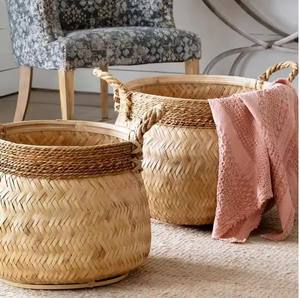 Natural/customized <b>Round</b>/Rectangle/Square Eco-Friendly Storage <b>Baskets</b> Clothing Flexible Vietnam Bamboo <b>baskets</b> - Product Image 4