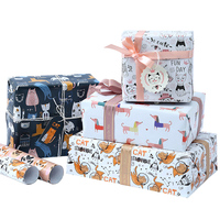 Papier cadeau double face imperméable et recyclable pour enfants, avec un design adorable de la série d'animaux de dessin animé