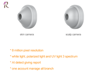 Analyseur de peau et de cuir chevelu portable 2-en-1 intelligent avec IA, scanner facial et 2 sondes, analyse en un clic