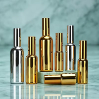 Bouteilles en verre électroplaqué brillant de tailles variées, contenants de stockage durables pour parfums et huiles de soin de la peau